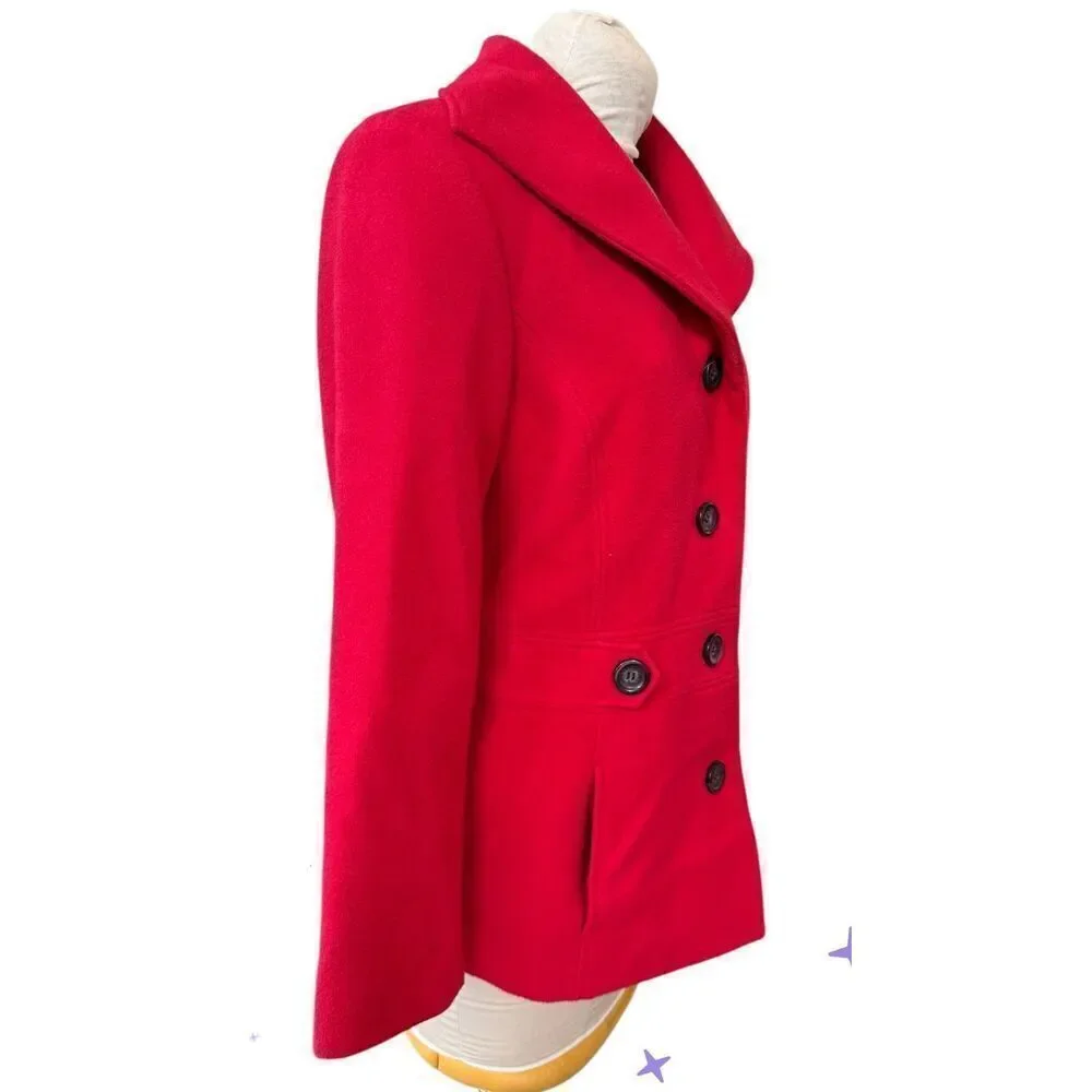 JM Collection Women’s Pea Coat Ted Button Front Sz. M Lined Classic